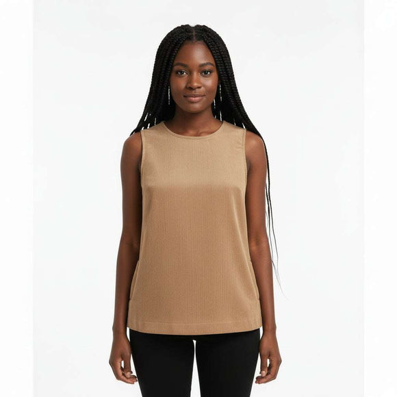 Brown Sleeveless Top Nawao.com