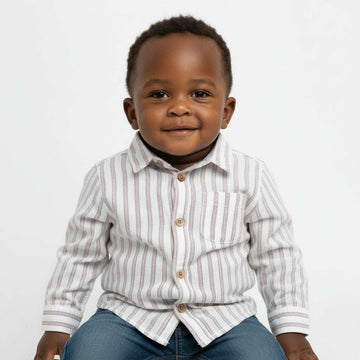 Brown Stripedn Ls Kurta Brown Nawao.com