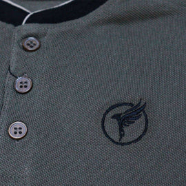 Brown Suede Mandarin Collar Short Sleeve Polo Nawao.com