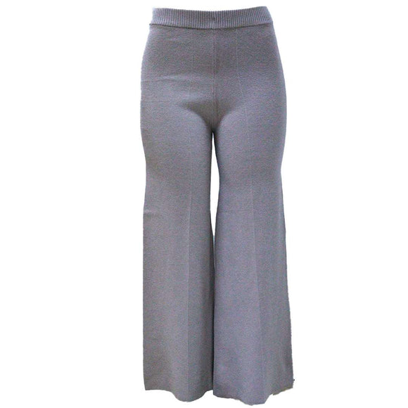 BROWN WIDE LEG KNIT TROUSER Nawao.com