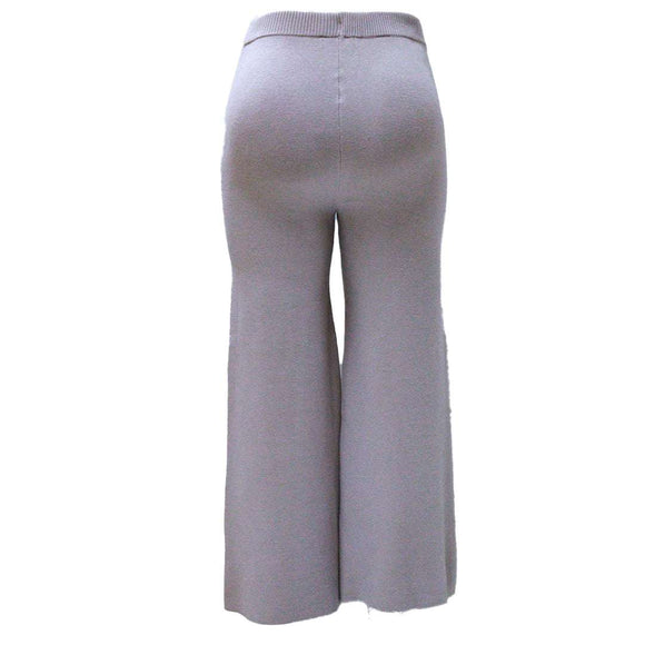 BROWN WIDE LEG KNIT TROUSER Nawao.com