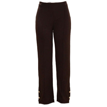 Brown Wide Leg Trousers With Button Detail Nawao.com