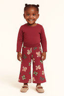 Burgundy Butterfly Allover Print Track Pants Burgundy Nawao.com
