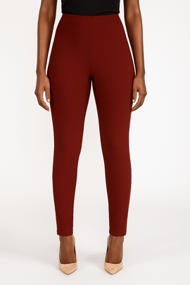Burgundy Elastic Leggings Nawao.com