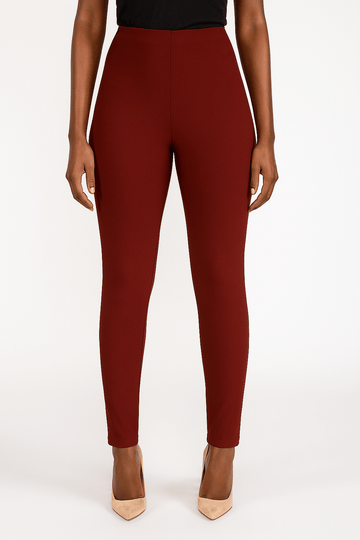 Burgundy Elastic Leggings Nawao.com