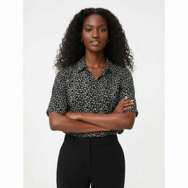 Button Front Collared Blouse Assorted Nawao.com