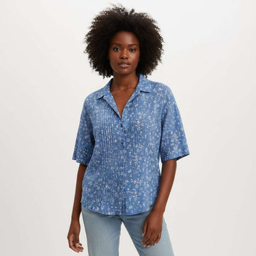 Button Front Collared Blouse Assorted Nawao.com