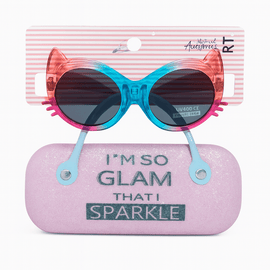 Cat Eye  Shaped Sunglasses With Character Embellished Case Nawao.com