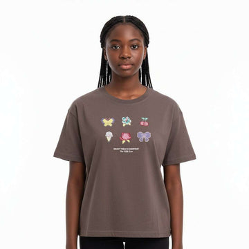 Charcoal Embroidered Interlock Drop Shoulder Nawao.com
