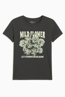 Charcoal Floral Printed T Shirt Charcoal Nawao.com