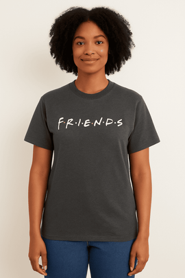 Charcoal Friends Oversized Printed T Shirt Nawao.com
