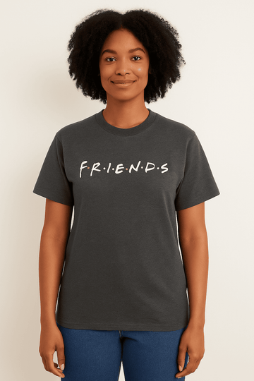 Charcoal Friends Oversized Printed T Shirt Nawao.com