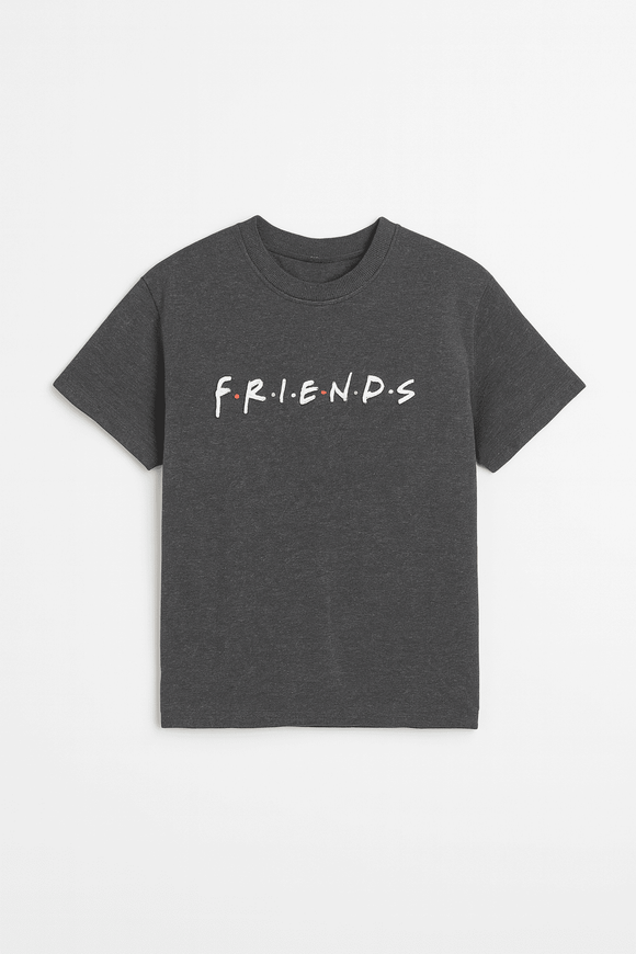 Charcoal Friends Oversized Printed T Shirt Nawao.com