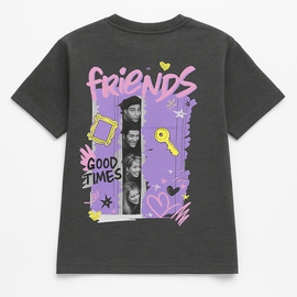 Charcoal Friends Oversized Printed T Shirt Nawao.com