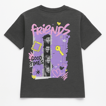 Charcoal Friends Oversized Printed T Shirt Nawao.com