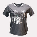 Charcoal Girl Foil Embellished T Shirt Nawao.com