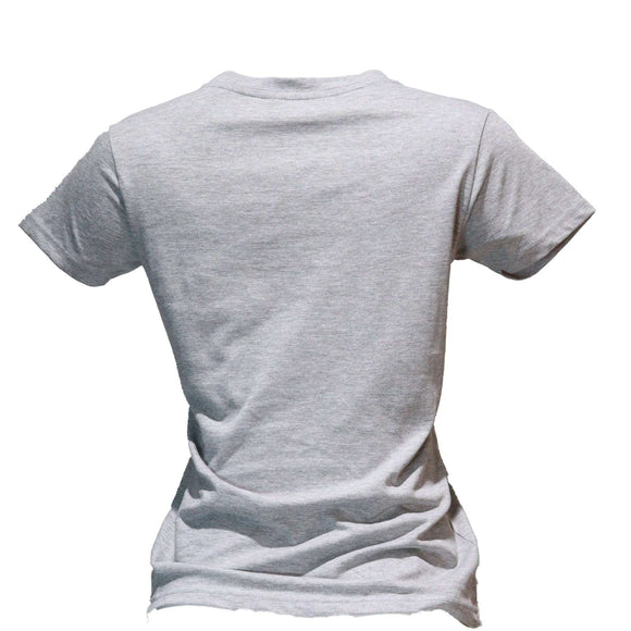 Charcoal Melange Bella Embellished Printed T Shirt Nawao.com