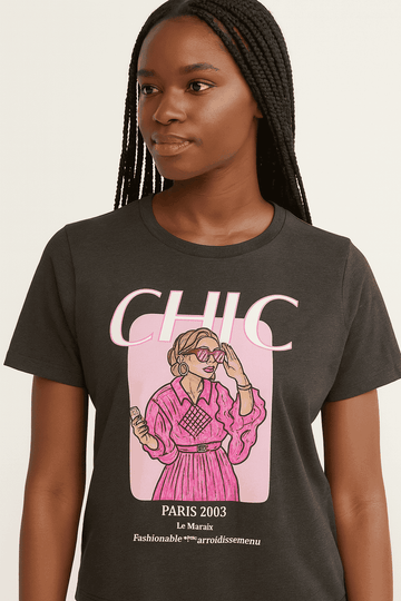 Charcoal Printed T Shirt Charcoal Nawao.com