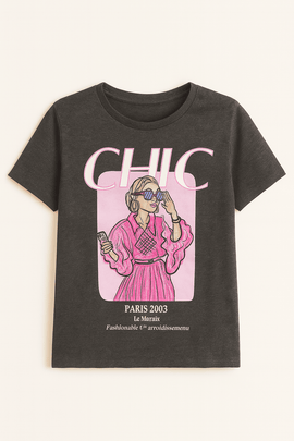 Charcoal Printed T Shirt Charcoal Nawao.com