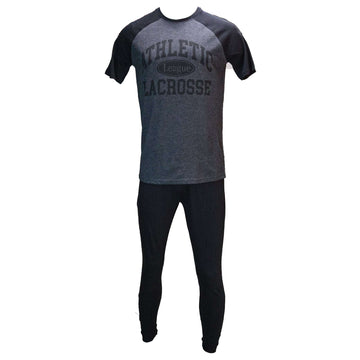 Charcoal Reglan T Shirt And Black Pyjama Shorts Set Charcoal Nawao.com