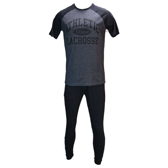 Charcoal Reglan T Shirt And Black Pyjama Shorts Set Charcoal Nawao.com