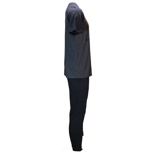 Charcoal Reglan T Shirt And Black Pyjama Shorts Set Charcoal Nawao.com