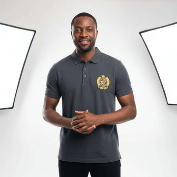 Charcol Badge Polo Shirt Charcoal Nawao.com