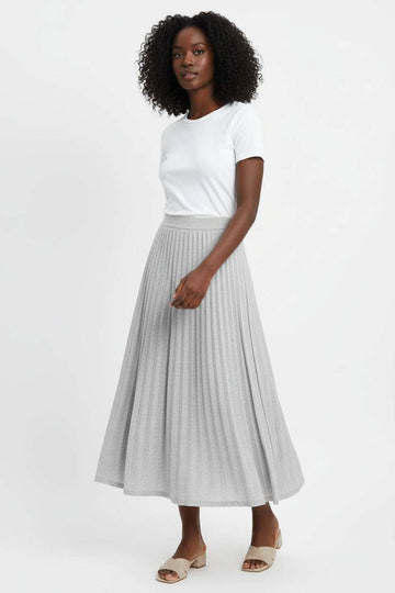 Check Milage Jersey Skirt Pale Grey Nawao.com