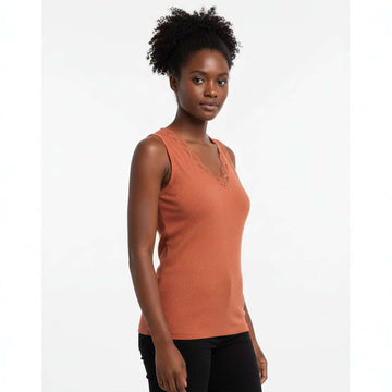 Copper Strappy Lace Vest Nawao.com