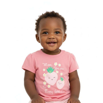 Coral Berry Best Strawberry Placement Print Short Sleeves Tee Nawao.com