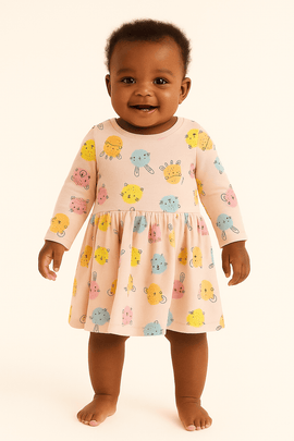 Coral Multi Polka All Over Print Interlock Dress Coral Nawao.com