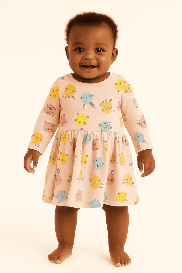 Coral Multi Polka All Over Print Interlock Dress Coral Nawao.com