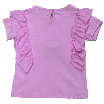 Coral Pink Woven Frill With Applique Jersey Top Pale Pink Nawao.com