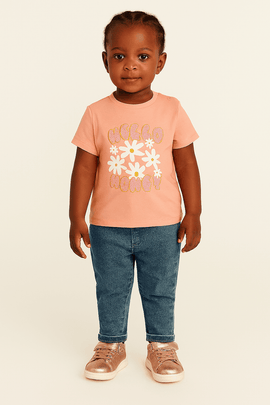 Coral Placement Print Short Sleeves Tee Orange Nawao.com