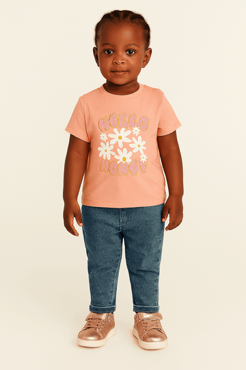 Coral Placement Print Short Sleeves Tee Orange Nawao.com
