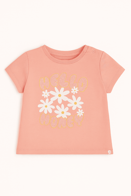 Coral Placement Print Short Sleeves Tee Orange Nawao.com