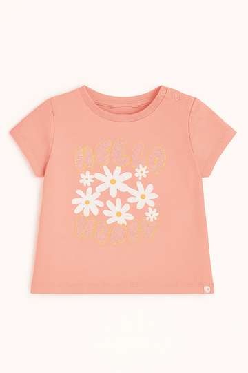 Coral Placement Print Short Sleeves Tee Orange Nawao.com