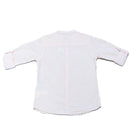 Coral Stripe Mandarin Collar Seersucker Shirt Nawao.com