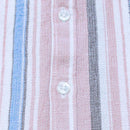 Coral Stripe Mandarin Collar Shirt Nawao.com