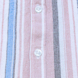 Coral Stripe Mandarin Collar Shirt Nawao.com