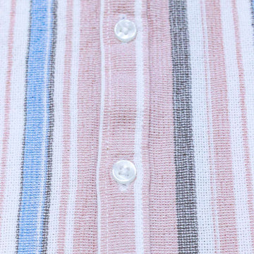 Coral Stripe Mandarin Collar Shirt Nawao.com