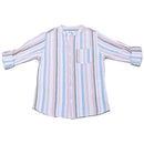 Coral Stripe Mandarin Collar Shirt Nawao.com