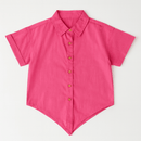 Cotton Slub Front Open Shirt With Knot Nawao.com