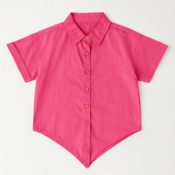 Cotton Slub Front Open Shirt With Knot Nawao.com