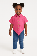 Cotton Slub Front Open Shirt With Knot Nawao.com
