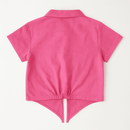 Cotton Slub Front Open Shirt With Knot Nawao.com