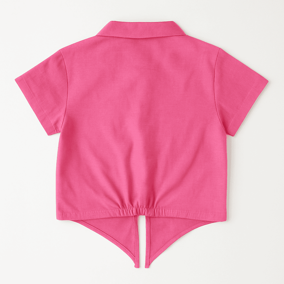 Cotton Slub Front Open Shirt With Knot Nawao.com