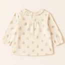 Cream Allover Print Long Sleeve Collared Blouse Cream Nawao.com
