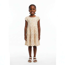 Cream Aop Frill Sleeves Dress Cream 2 3 Years Nawao.com