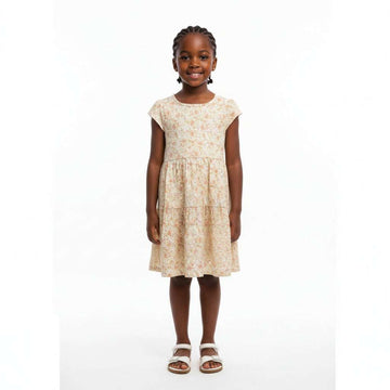 Cream Aop Frill Sleeves Dress Cream 2 3 Years Nawao.com